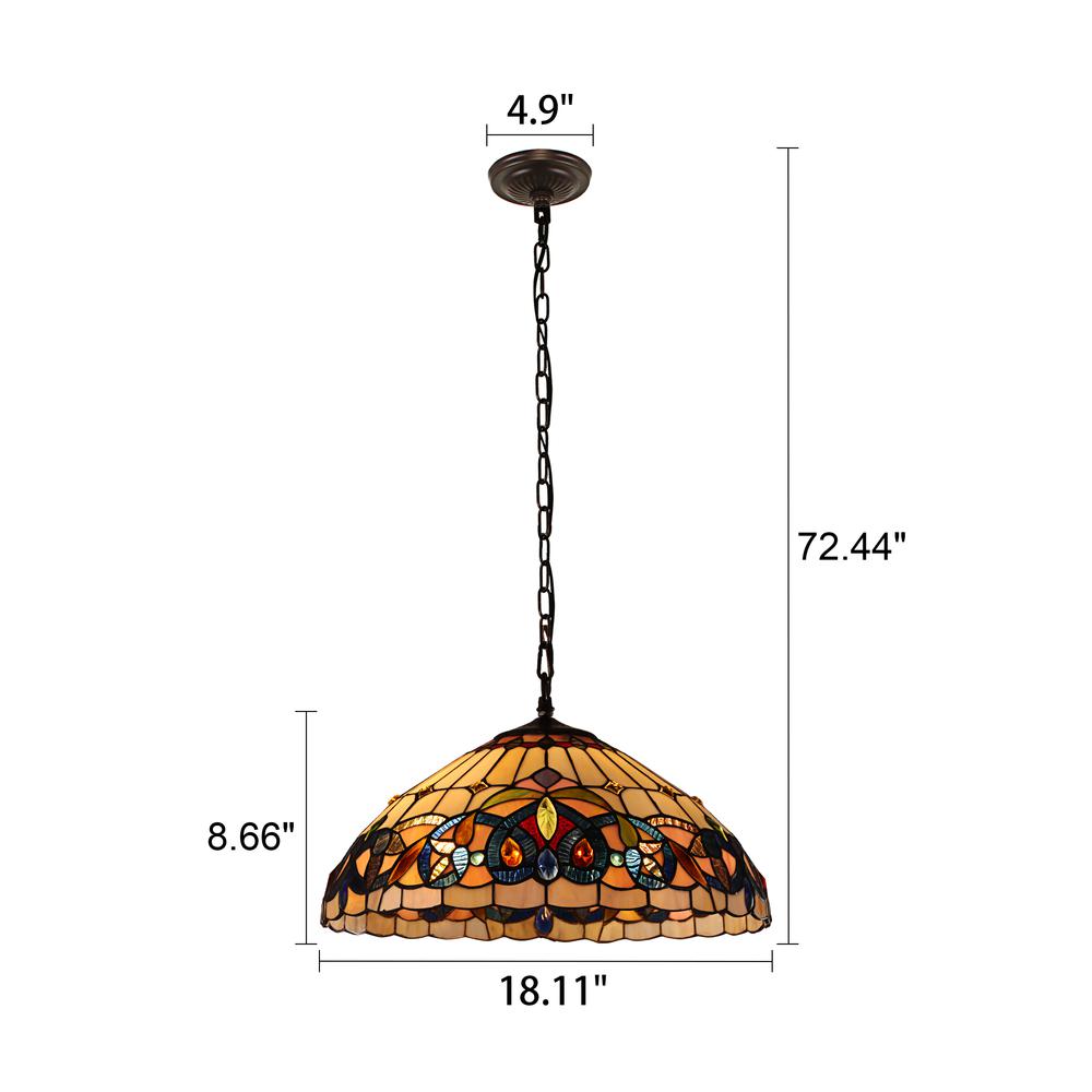 CHLOE Lighting SERENITY Victorian Tiffany-style Blackish Bronze 2 Light Hanging Pendant 18" Wide. Picture 5