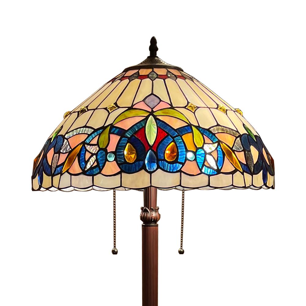 CHLOE Lighting SERENITY Victorian Tiffany-Style Dark Bronze 2 Light Floor Lamp 18" Wide. Picture 3