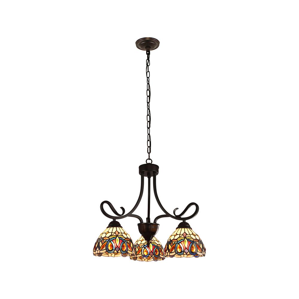 CHLOE Lighting SERENITY Victorian Tiffany-style Dark Bronze 3 Light Mini Chandelier 22" Wide. Picture 6