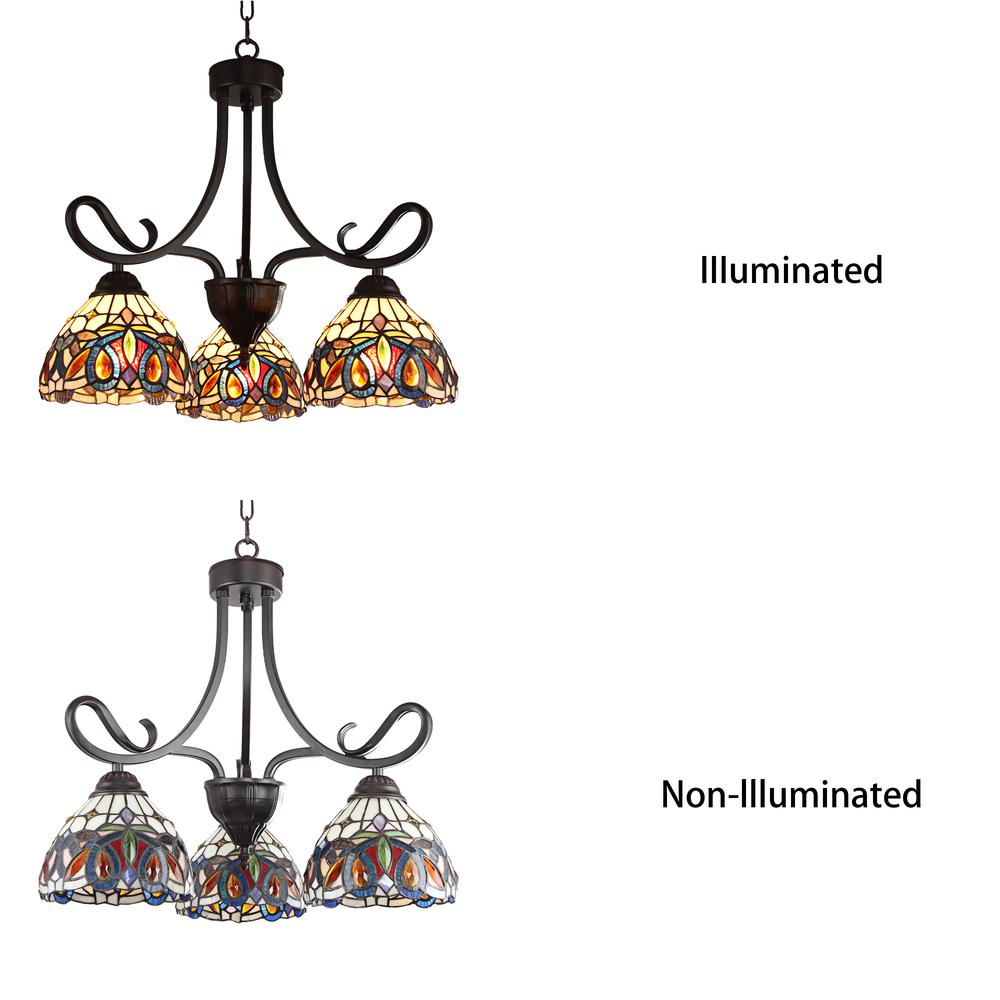 CHLOE Lighting SERENITY Victorian Tiffany-style Dark Bronze 3 Light Mini Chandelier 22" Wide. Picture 3