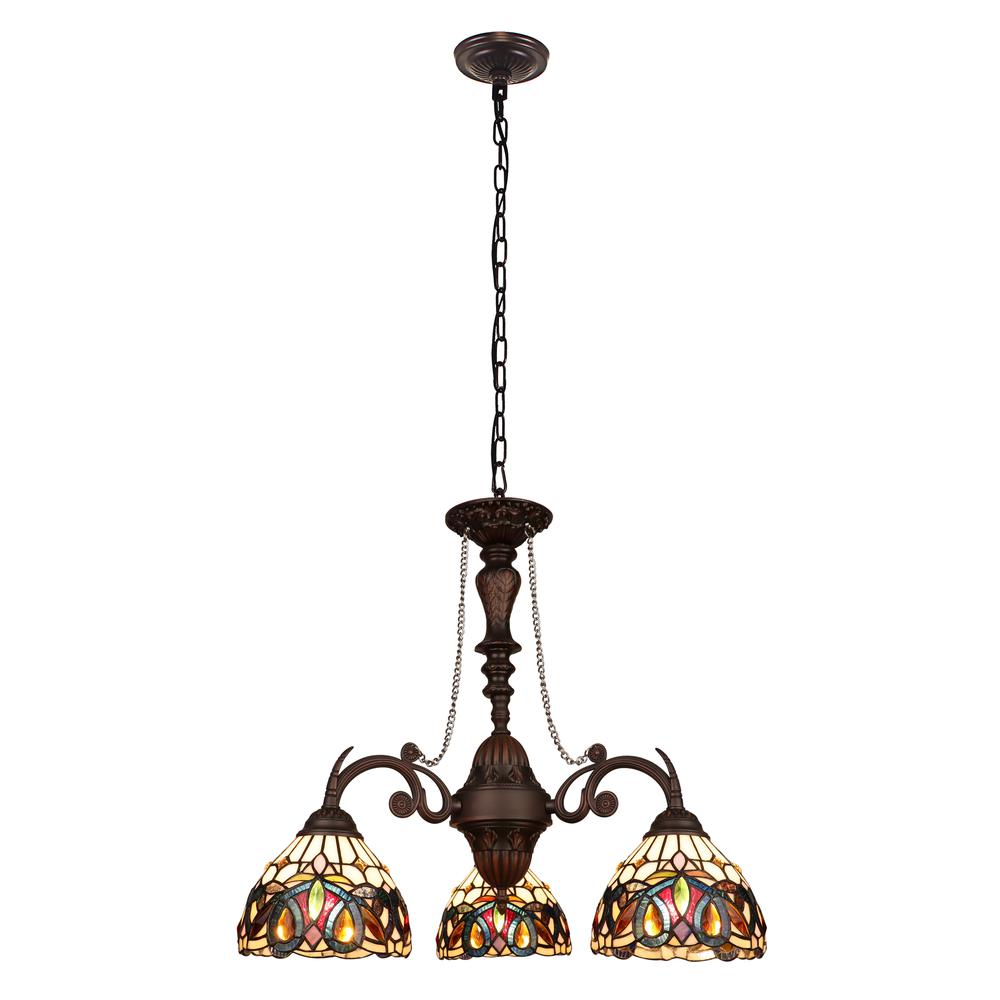 SERENITY Victorian-Style 3-Light Dark Bronze Finish Mini Chandelier 24" Wide. Picture 1