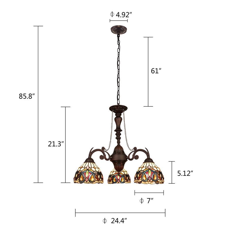 SERENITY Victorian-Style 3-Light Dark Bronze Finish Mini Chandelier 24" Wide. Picture 8