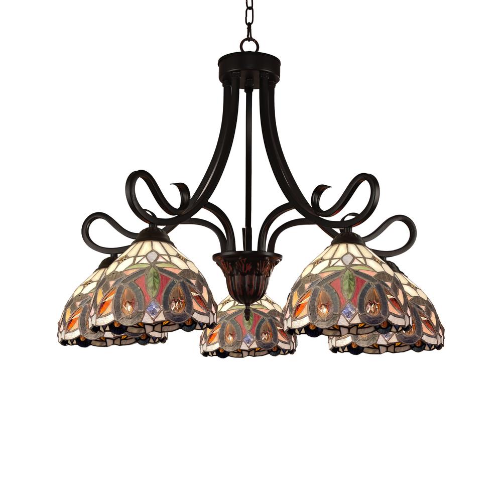 CHLOE Lighting SERENITY Victorian Tiffany-Style Dark Bronze 5 Light Large Chandelier 27" Wide. Picture 2
