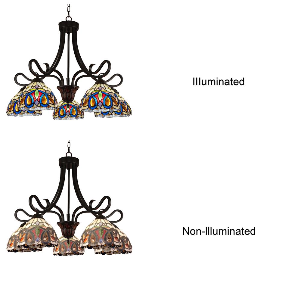 CHLOE Lighting SERENITY Victorian Tiffany-Style Dark Bronze 5 Light Large Chandelier 27" Wide. Picture 4