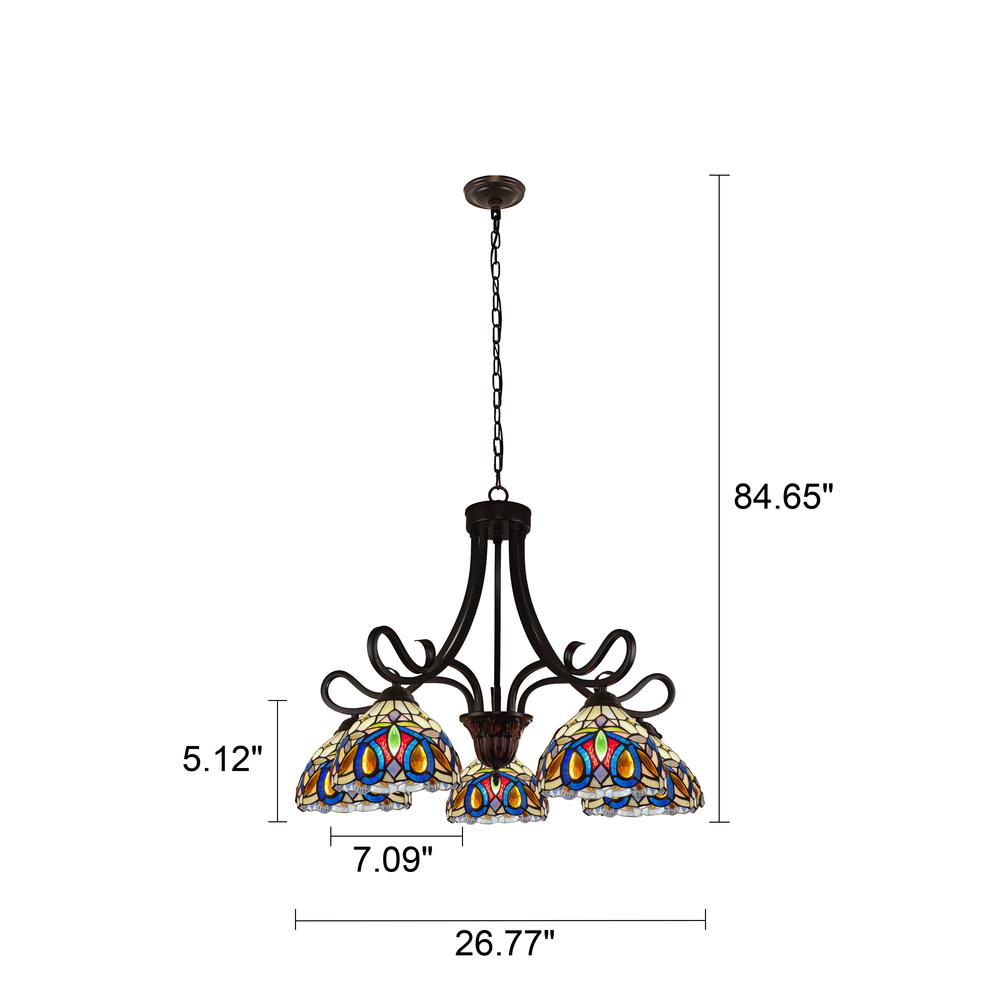 CHLOE Lighting SERENITY Victorian Tiffany-Style Dark Bronze 5 Light Large Chandelier 27" Wide. Picture 6