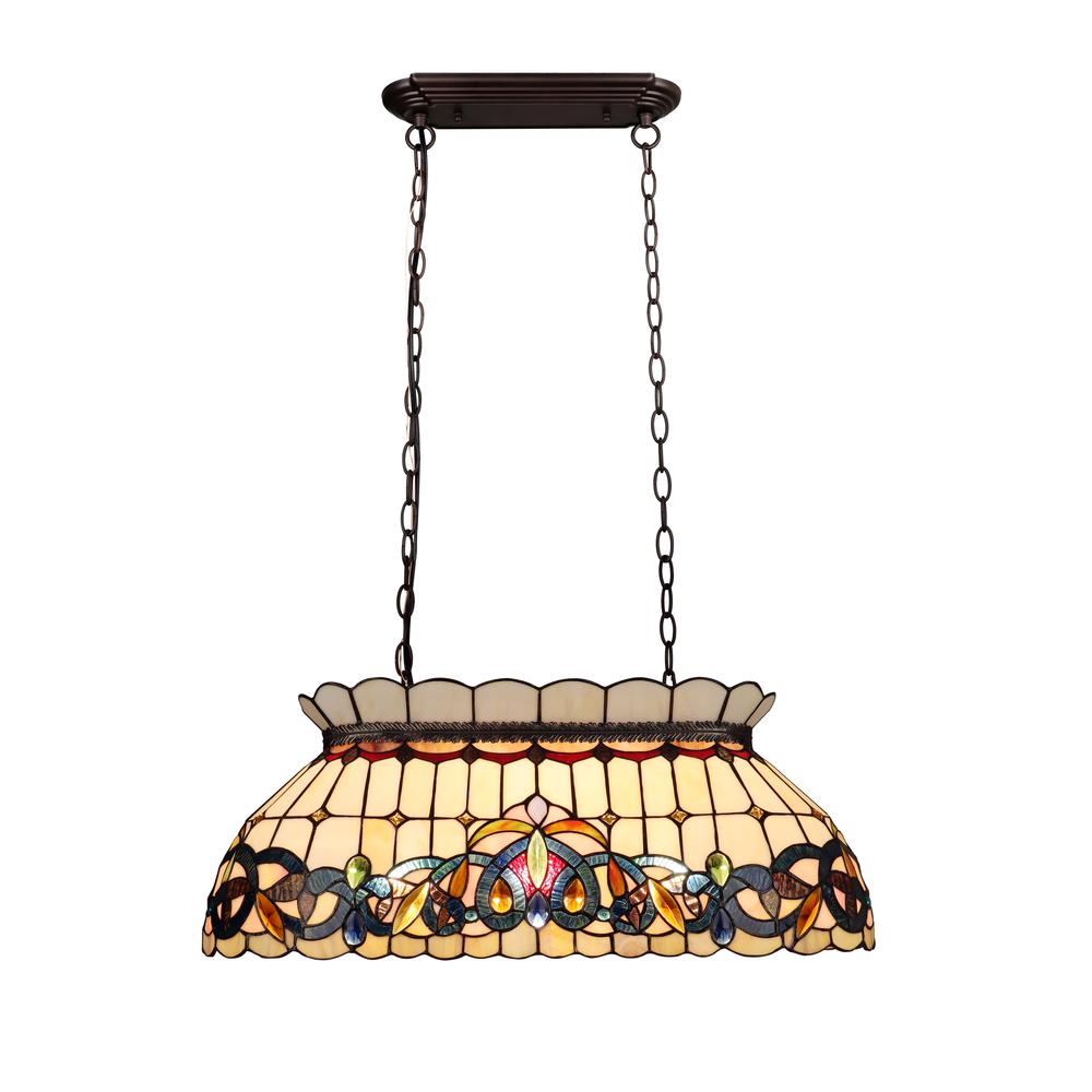 SERENITY Victorian-Style 3-Light Dark Bronze Finish Island Pendant 28" Wide. Picture 1