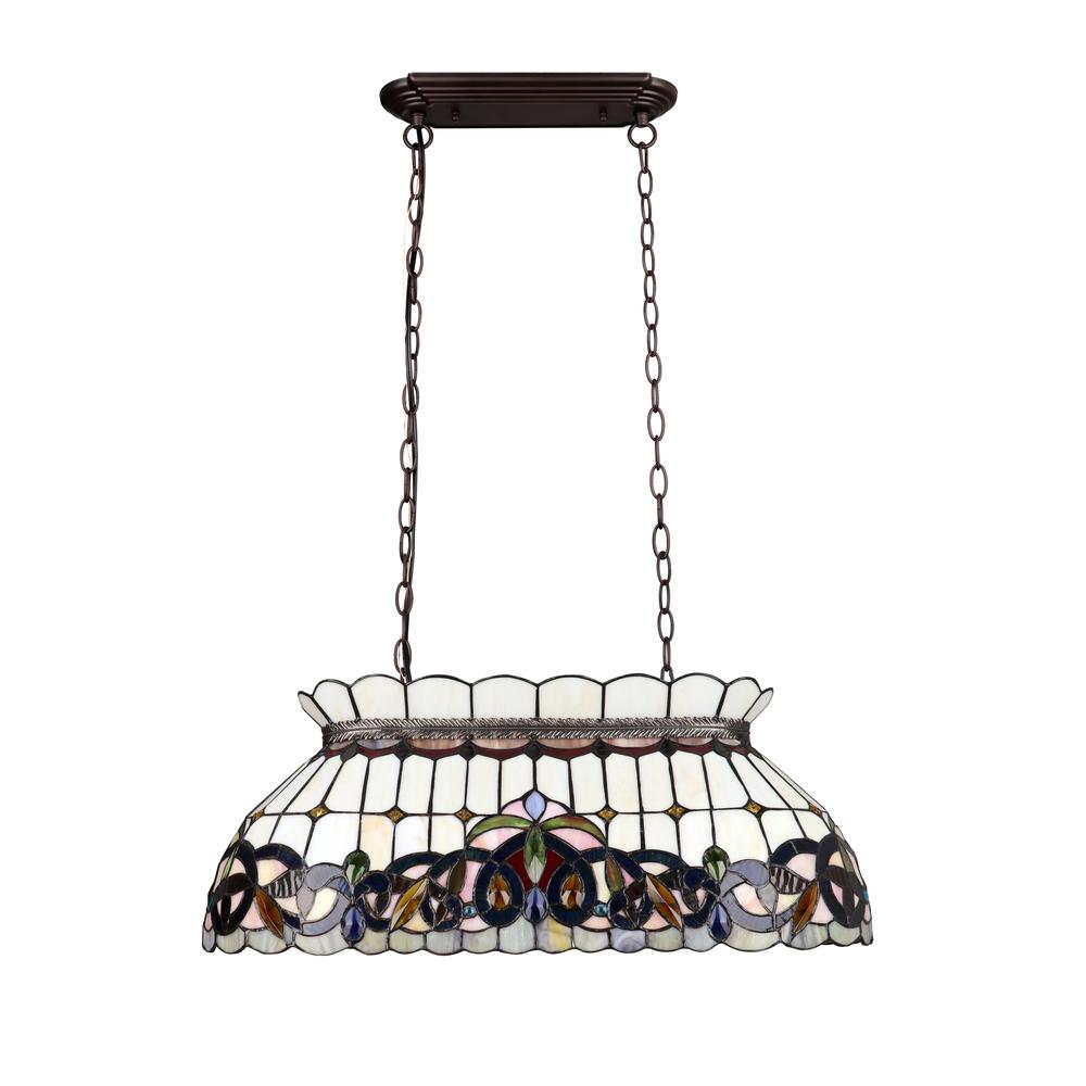 SERENITY Victorian-Style 3-Light Dark Bronze Finish Island Pendant 28" Wide. Picture 2