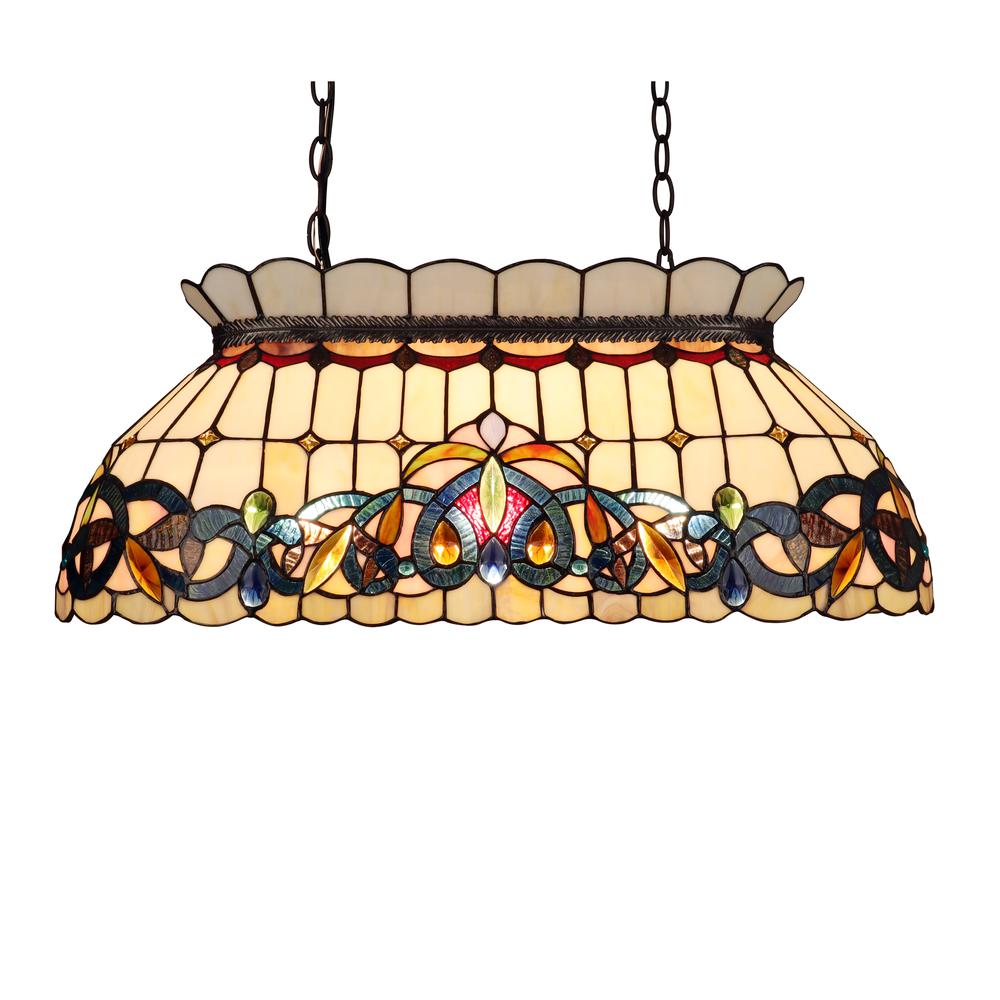 SERENITY Victorian-Style 3-Light Dark Bronze Finish Island Pendant 28" Wide. Picture 3