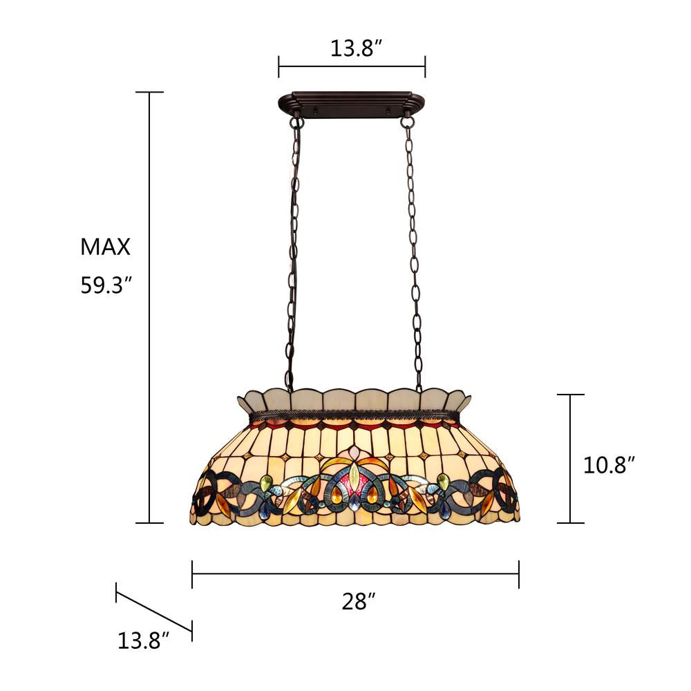 SERENITY Victorian-Style 3-Light Dark Bronze Finish Island Pendant 28" Wide. Picture 8