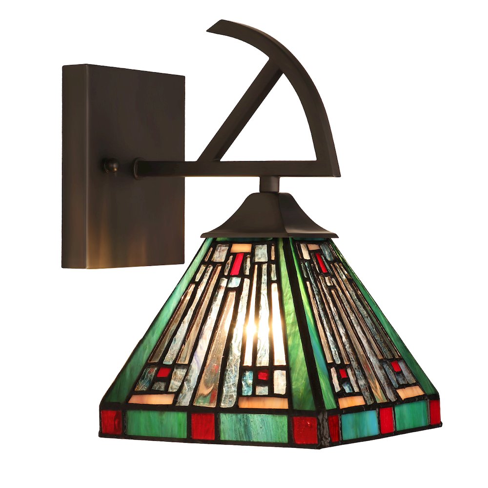 Innes Tiffany-Style 1-Light Mission Wall Sconce 6" Shade. Picture 1