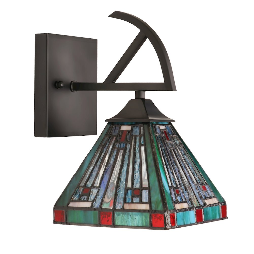 Innes Tiffany-Style 1-Light Mission Wall Sconce 6" Shade. Picture 3