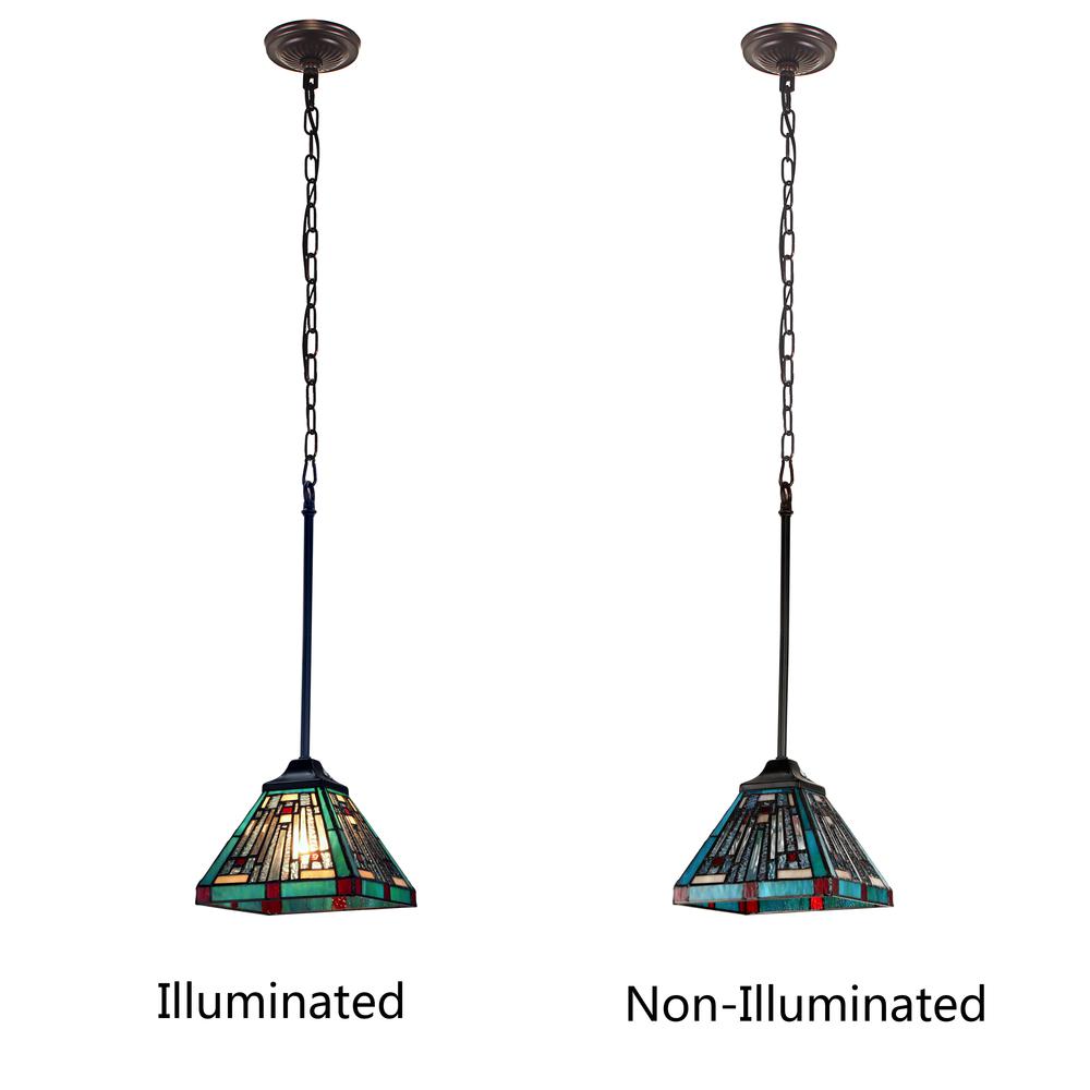 CHLOE Lighting INNES Tiffany-style Dark Bronze 1 Light Mini Pendant 8" Wide. Picture 4