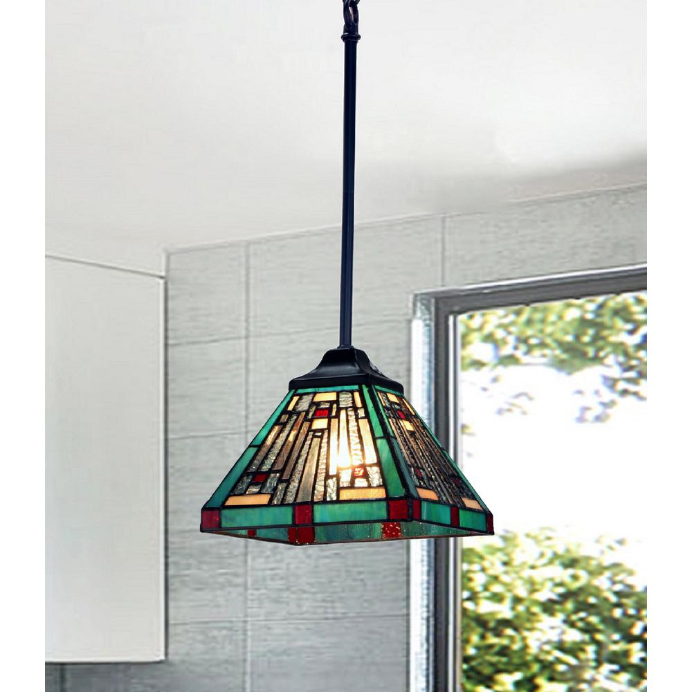 CHLOE Lighting INNES Tiffany-style Dark Bronze 1 Light Mini Pendant 8" Wide. Picture 5