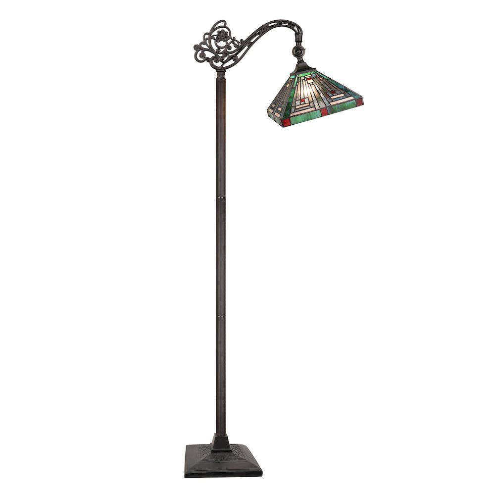 Innes Tiffany-Style 1-Light Mission Reading Floor Lamp 11" Shade. Picture 1
