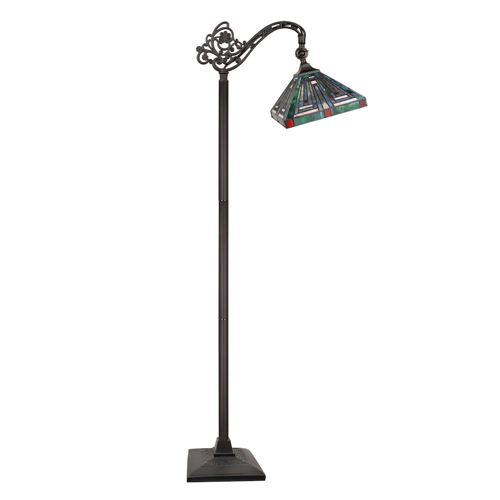Innes Tiffany-Style 1-Light Mission Reading Floor Lamp 11" Shade. Picture 2
