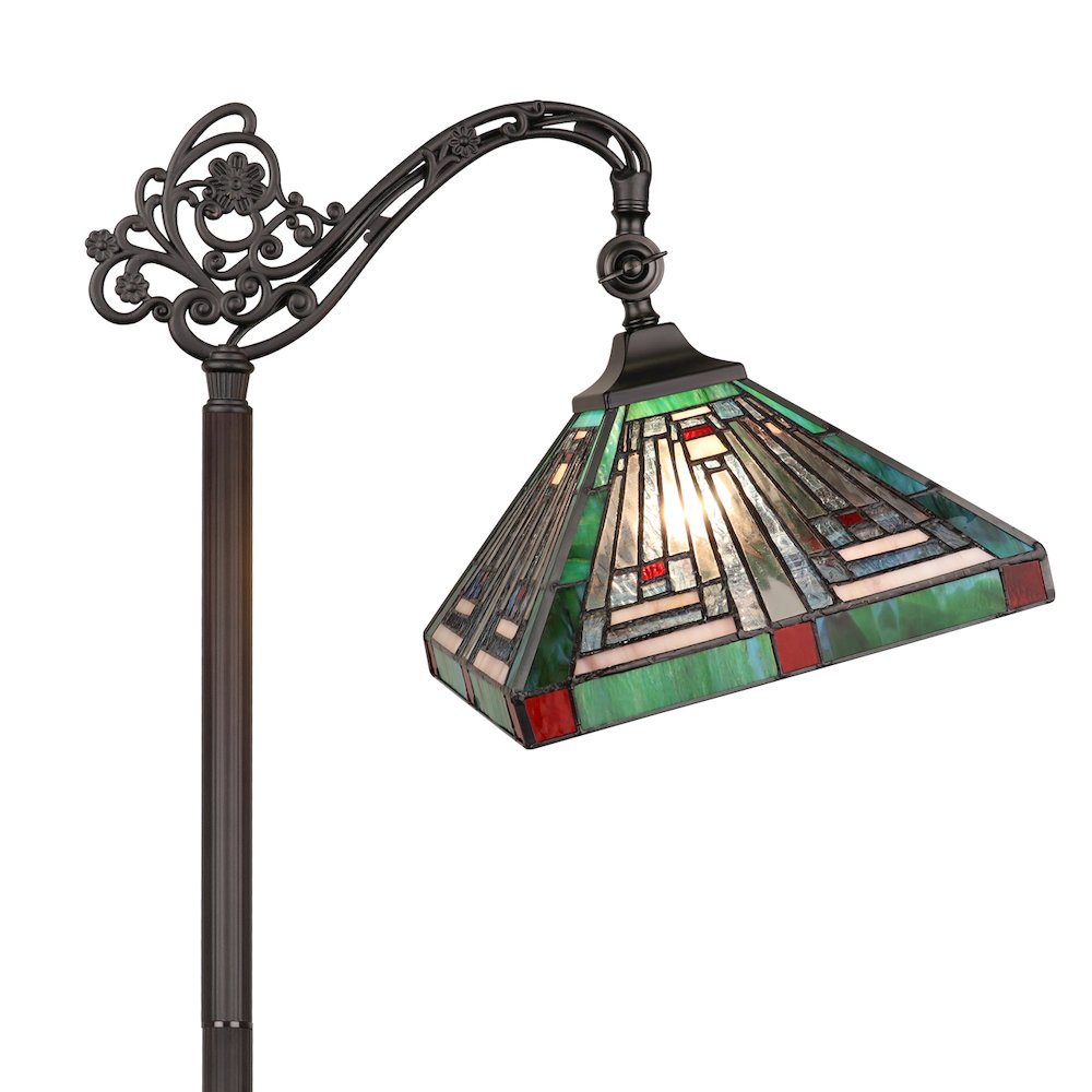 Innes Tiffany-Style 1-Light Mission Reading Floor Lamp 11" Shade. Picture 3