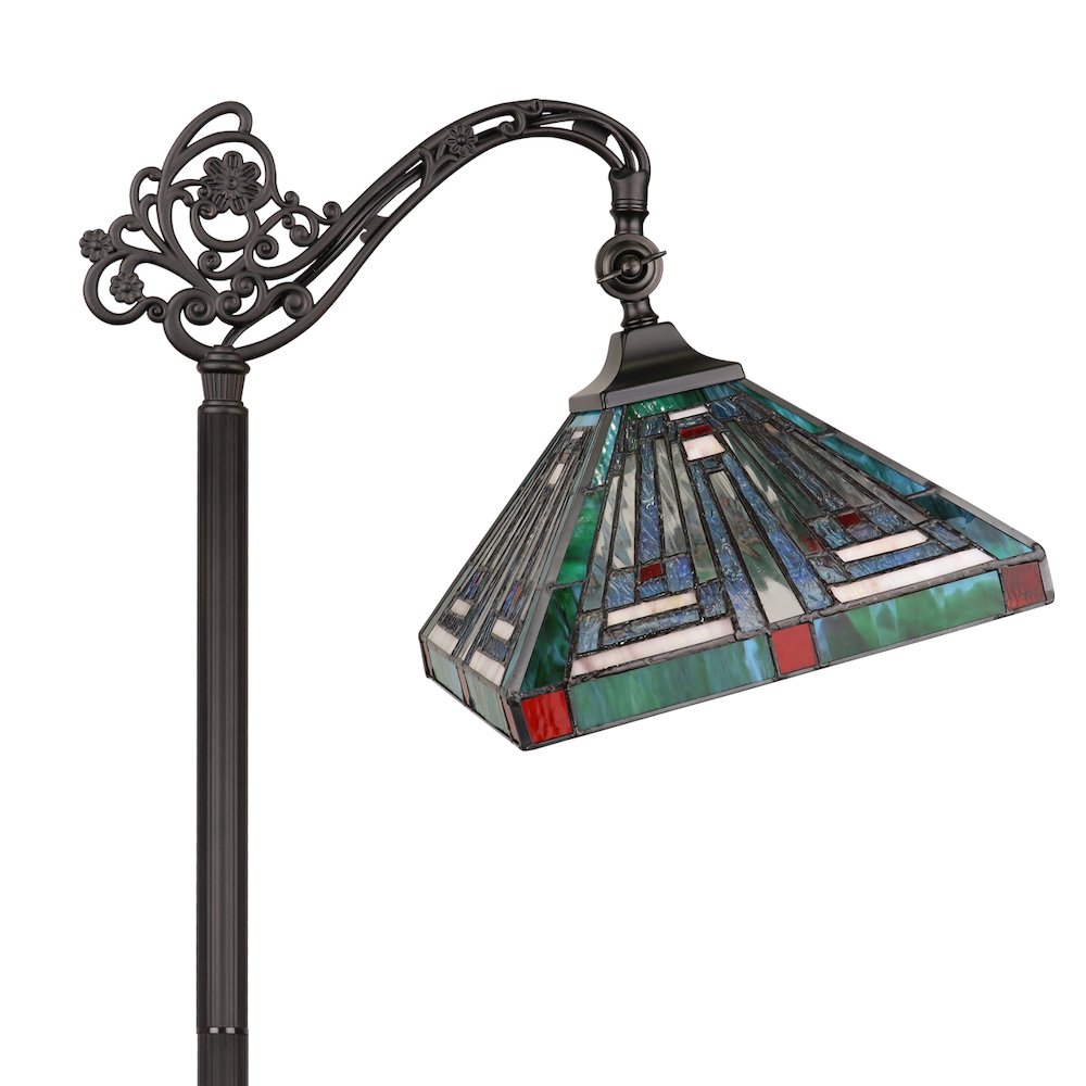 Innes Tiffany-Style 1-Light Mission Reading Floor Lamp 11" Shade. Picture 4
