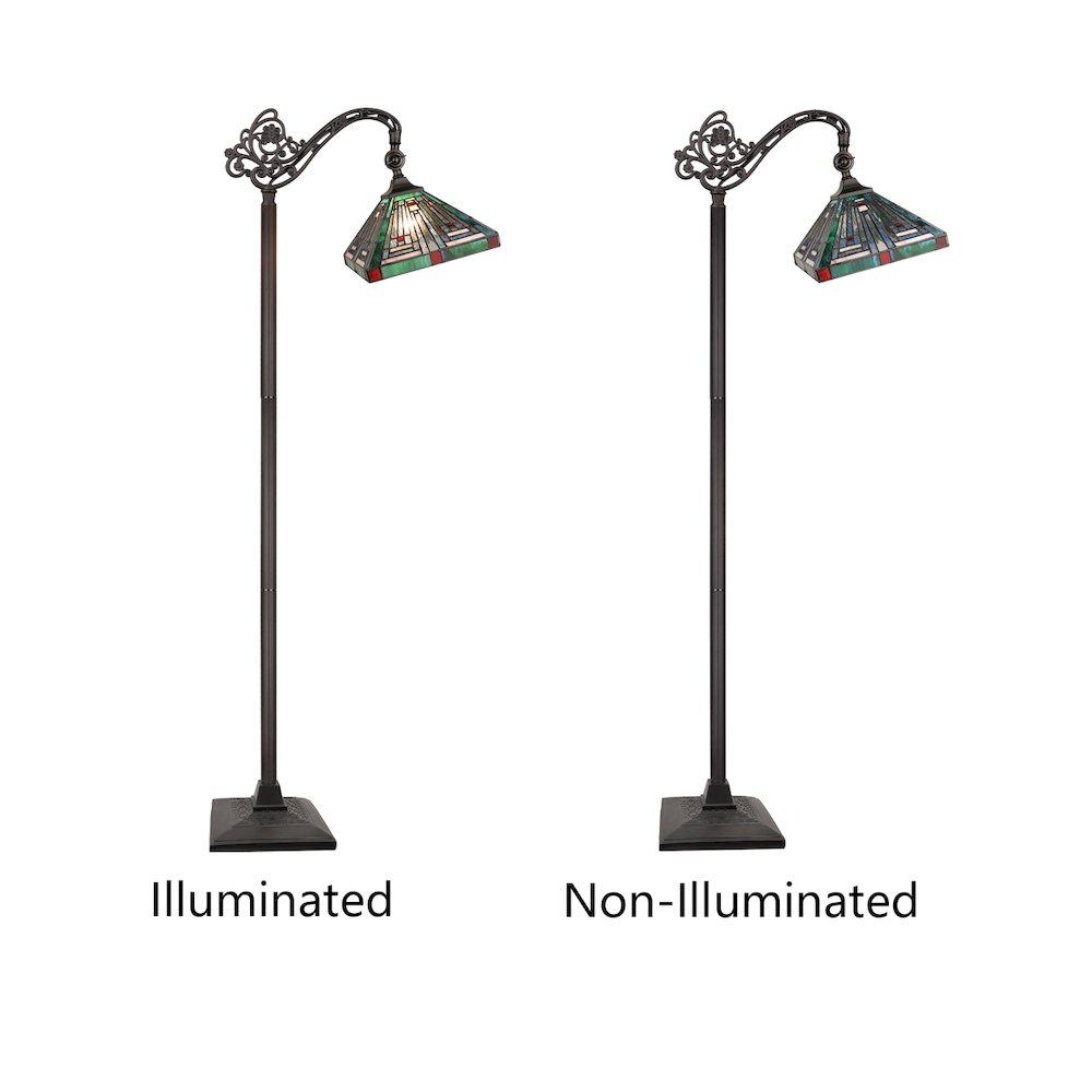 Innes Tiffany-Style 1-Light Mission Reading Floor Lamp 11" Shade. Picture 7