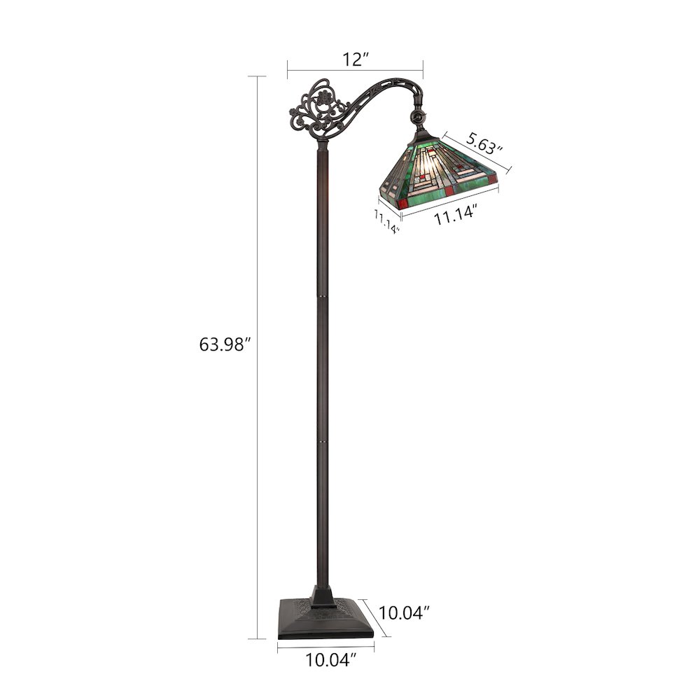Innes Tiffany-Style 1-Light Mission Reading Floor Lamp 11" Shade. Picture 9