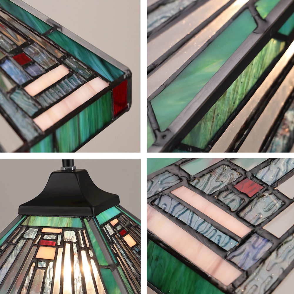 INNES Tiffany-Style 1-Light Mission Ceiling Pendant 12" Shade. Picture 6