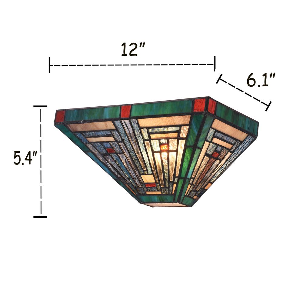 CHLOE Lighting INNES Tiffany-style Blackish Bronze 1 Light Mission Indoor Wall Sconce 12" Wide. Picture 5