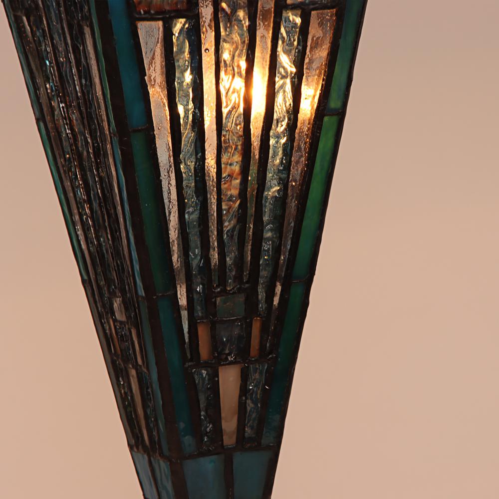 CHLOE Lighting INNES Mission Tiffany-style Blackish Bronze 3 Light Double Lit Table Lamp 16" Wide. Picture 4