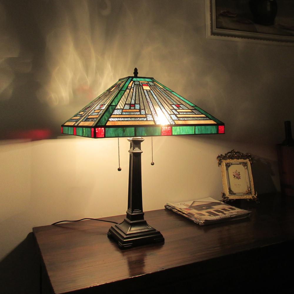 CHLOE Lighting INNES Tiffany-style Blackish Bronze 2 Light Table Lamp 16" Shade. Picture 4
