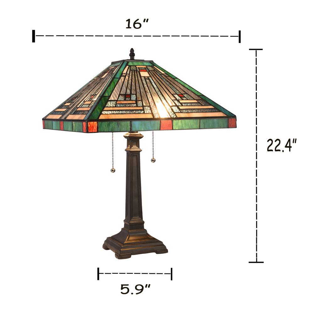 CHLOE Lighting INNES Tiffany-style Blackish Bronze 2 Light Table Lamp 16" Shade. Picture 5
