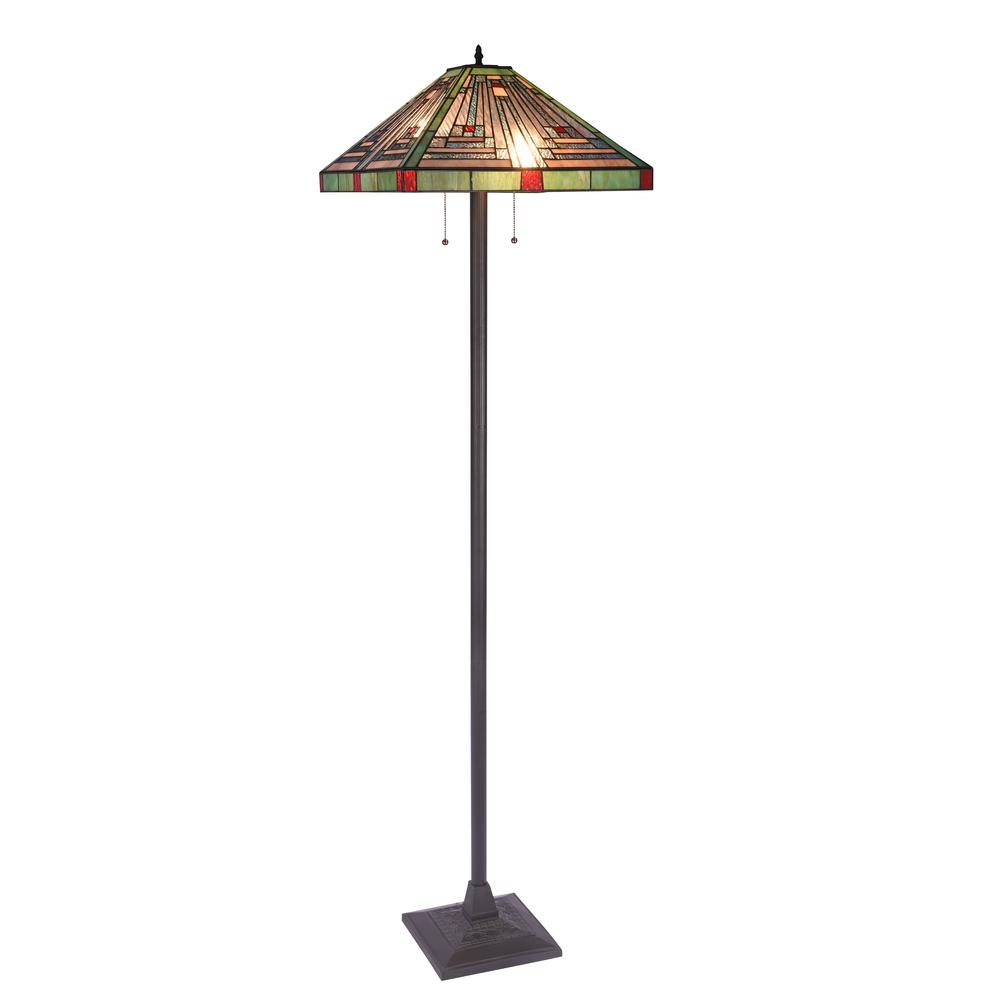 CHLOE Lighting INNES Tiffany-style Blackish Bronze 2 Light Victorian Floor Lamp 18" Shade. Picture 1