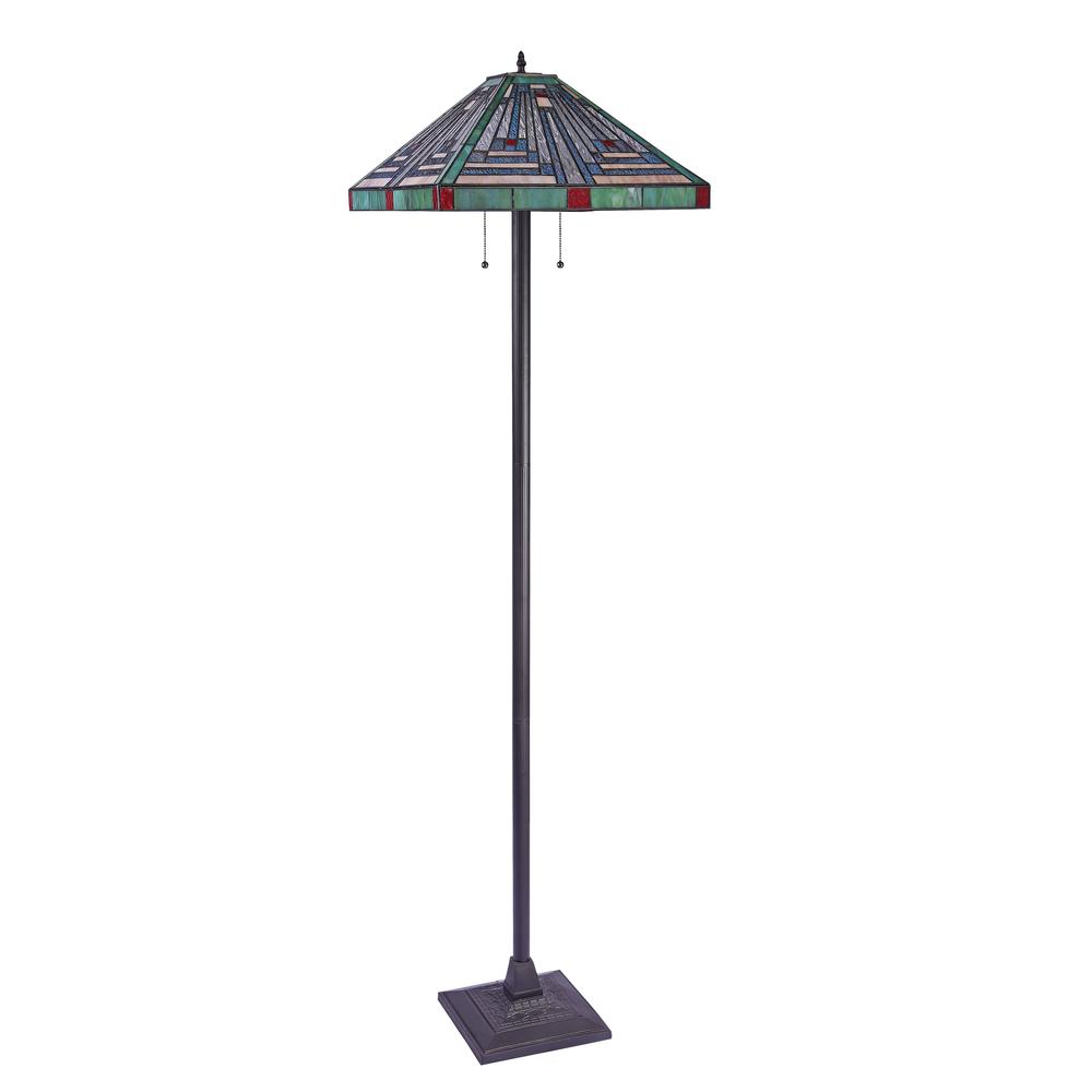 CHLOE Lighting INNES Tiffany-style Blackish Bronze 2 Light Victorian Floor Lamp 18" Shade. Picture 2