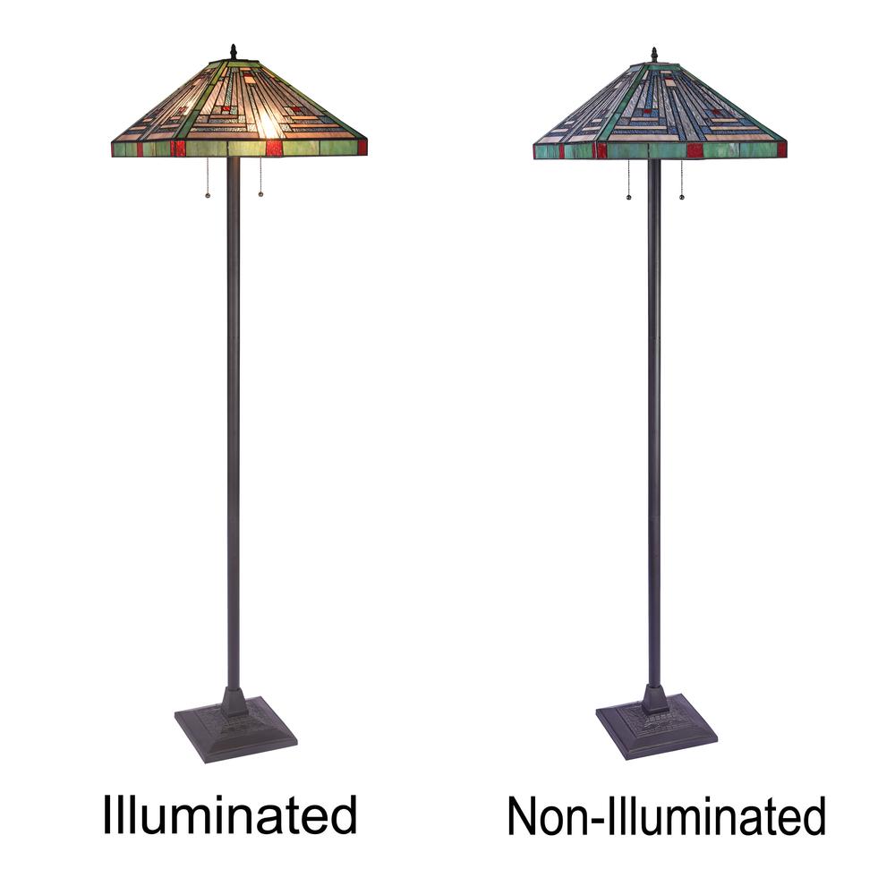 CHLOE Lighting INNES Tiffany-style Blackish Bronze 2 Light Victorian Floor Lamp 18" Shade. Picture 4