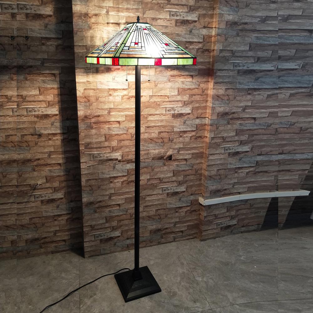 CHLOE Lighting INNES Tiffany-style Blackish Bronze 2 Light Victorian Floor Lamp 18" Shade. Picture 5