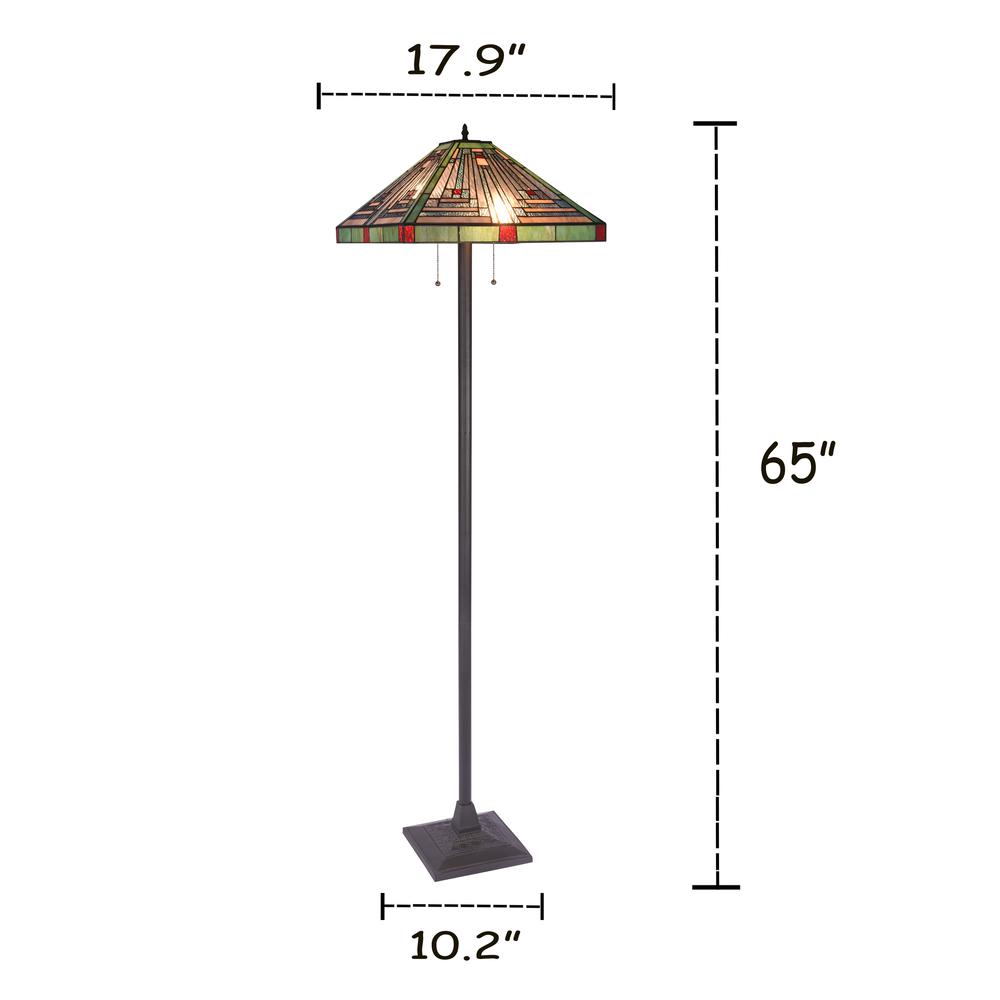 CHLOE Lighting INNES Tiffany-style Blackish Bronze 2 Light Victorian Floor Lamp 18" Shade. Picture 6