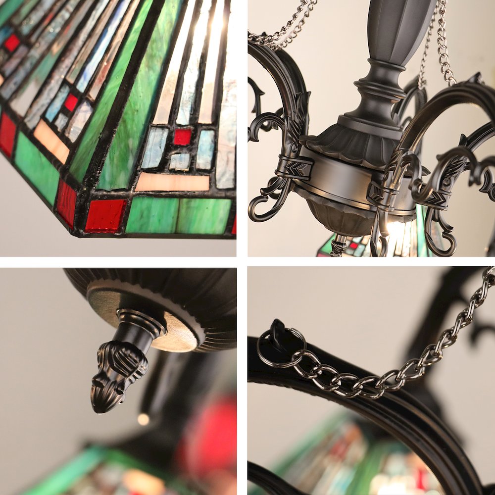 Innes Tiffany-Style 5-Light Mission Large Chandelier 27" Wide. Picture 6
