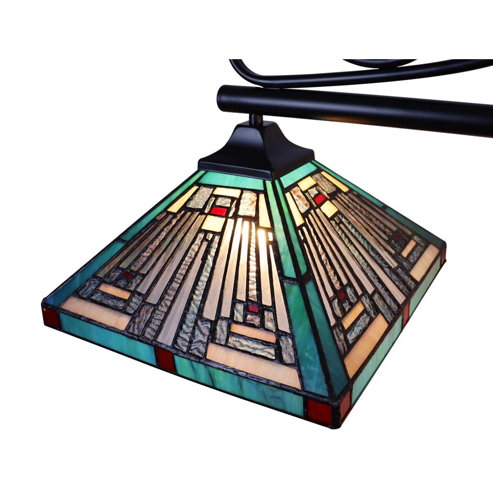 CHLOE Lighting INNES Mission Tiffany-Style Blackish Bronze 3 Light Island Pendant 47" Wide. Picture 4