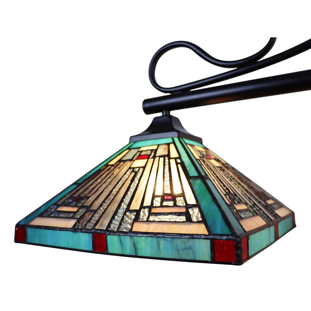 CHLOE Lighting INNES Mission Tiffany-Style Blackish Bronze 3 Light Island Pendant 47" Wide. Picture 5