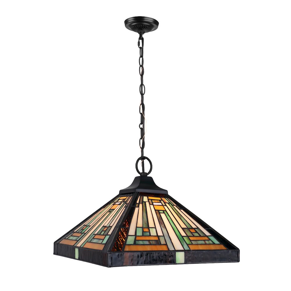 Innes Tiffany-Style 1-Light Mission Ceiling Pendant 12" Shade. Picture 1