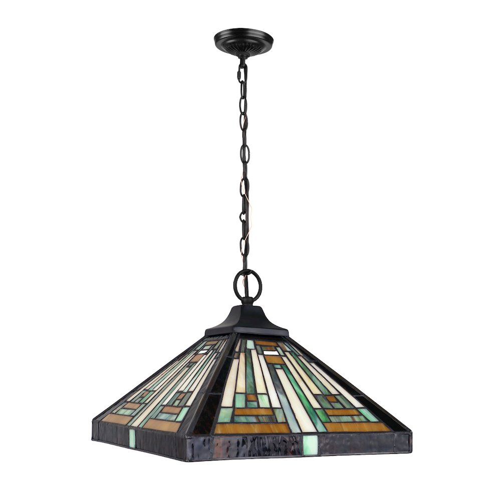 Innes Tiffany-Style 1-Light Mission Ceiling Pendant 12" Shade. Picture 2