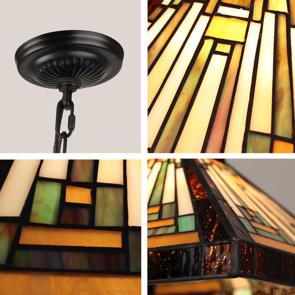 Innes Tiffany-Style 1-Light Mission Ceiling Pendant 12" Shade. Picture 4