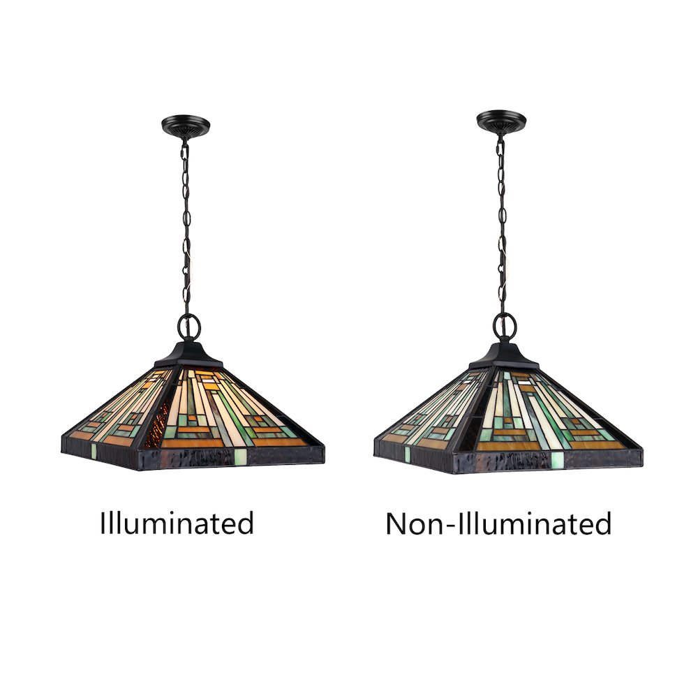 Innes Tiffany-Style 1-Light Mission Ceiling Pendant 12" Shade. Picture 5