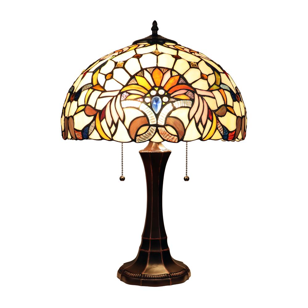CLAIRE Victorian-Style 2-Light Dark Bronze Finish Table Lamp 16" Wide. Picture 1