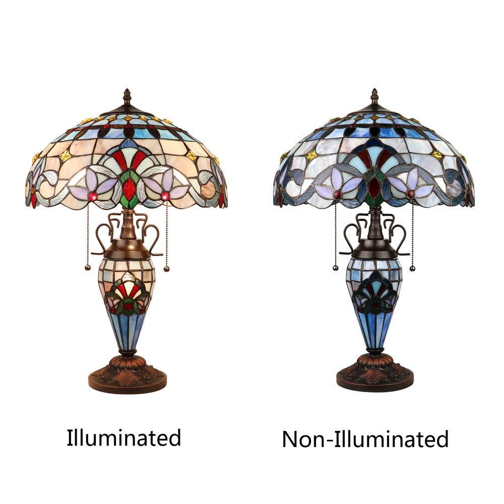 CHLOE Lighting GRENVILLE Victorian-Style Dark Bronze 3 Light Double Lit Table Lamp 16" Wide. Picture 5