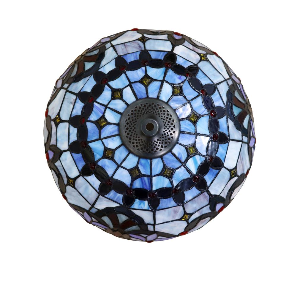 CHLOE Lighting GRENVILLE Victorian Tiffany-Style Dark Bronze 2 Light Semi-Flush Ceiling Fixture 16" Wide. Picture 4