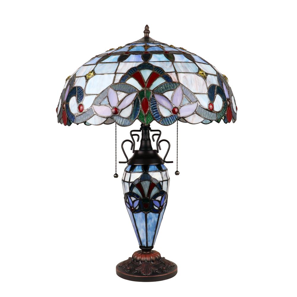 CHLOE Lighting GRENVILLE Victorian-Style Dark Bronze 3 Light Double Lit Table Lamp 18" Wide. Picture 2