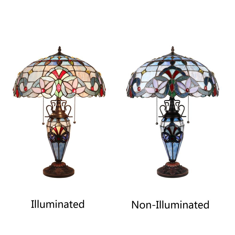 CHLOE Lighting GRENVILLE Victorian-Style Dark Bronze 3 Light Double Lit Table Lamp 18" Wide. Picture 5