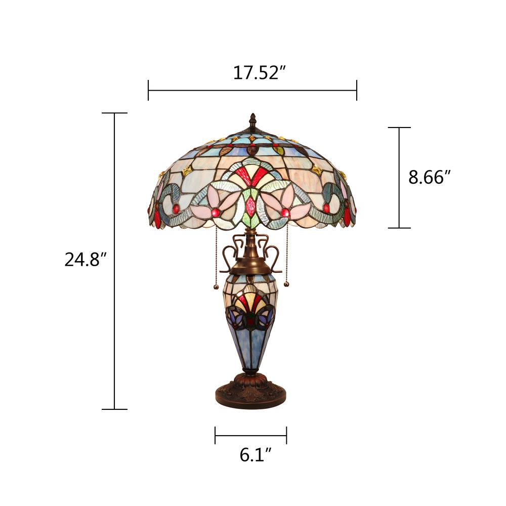 CHLOE Lighting GRENVILLE Victorian-Style Dark Bronze 3 Light Double Lit Table Lamp 18" Wide. Picture 8
