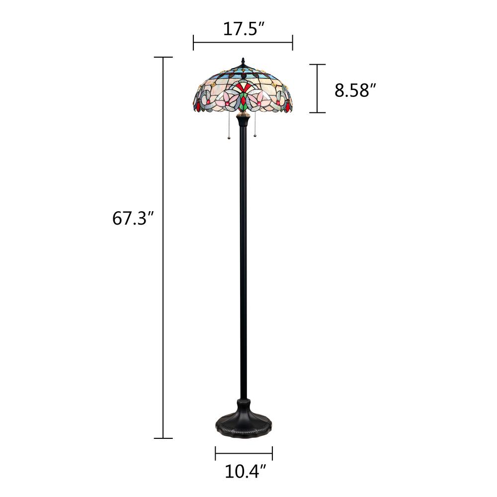 CHLOE Lighting GRENVILLE Victorian-Style Dark Bronze 2 Light Floor Lamp 18" Wide. Picture 8