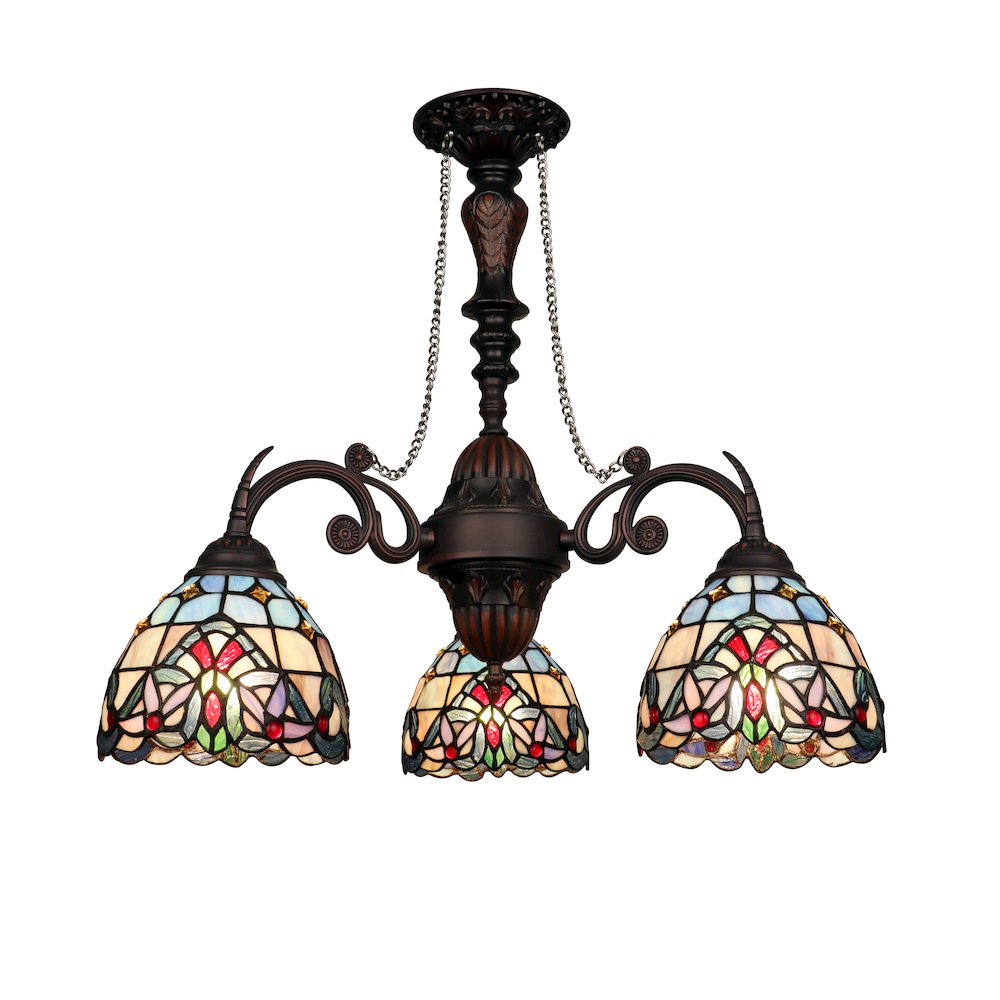 Grenville Victorian-Style Dark Bronze 3-Light Mini Chandelier 24" Wide. Picture 1
