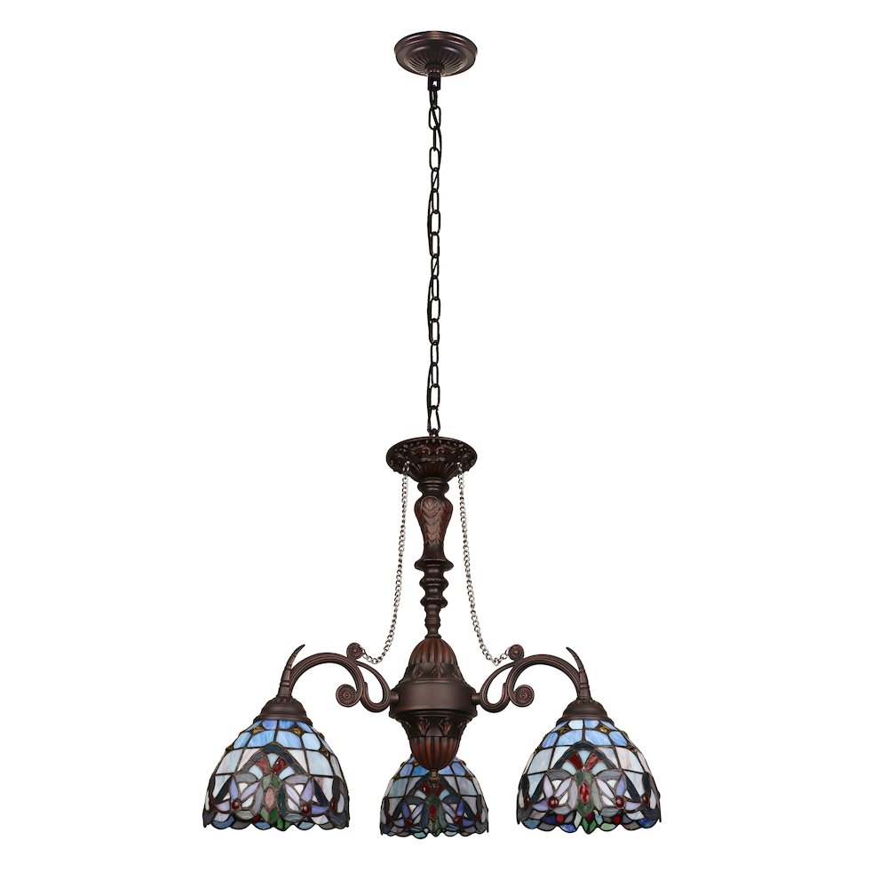 Grenville Victorian-Style Dark Bronze 3-Light Mini Chandelier 24" Wide. Picture 4