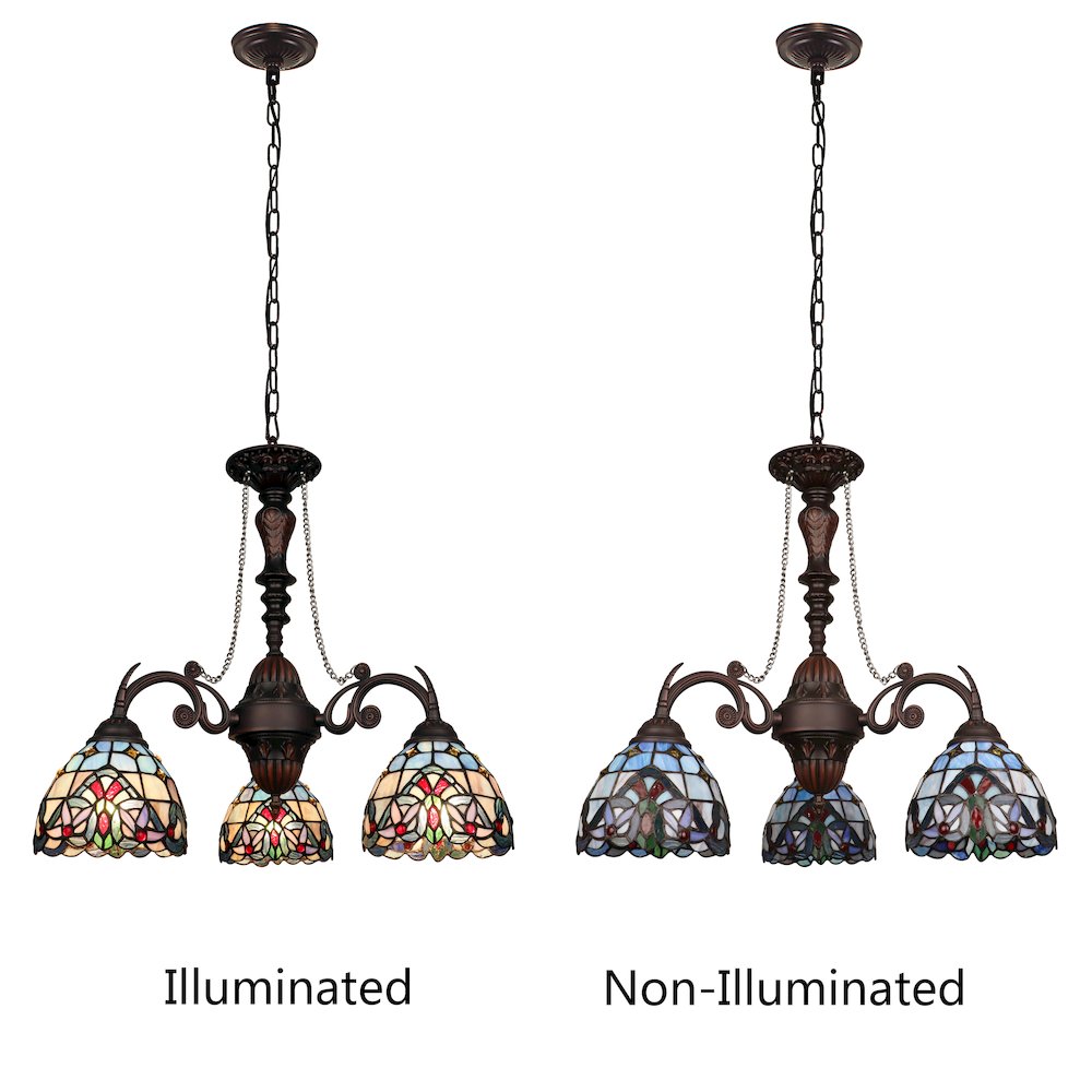 Grenville Victorian-Style Dark Bronze 3-Light Mini Chandelier 24" Wide. Picture 6